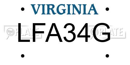 LFA34G Virginia License Plate