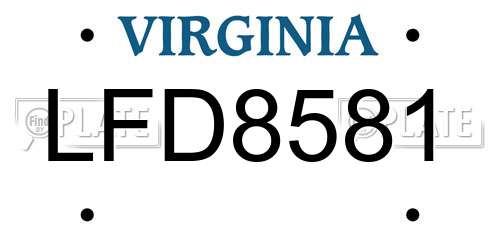 LFD8581 Virginia License Plate