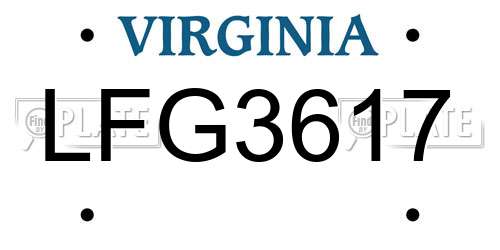 LFG3617 Virginia License Plate
