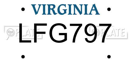 LFG797 Virginia License Plate