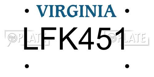 LFK451 Virginia License Plate