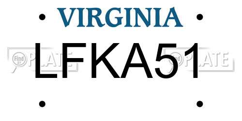 LFKA51 Virginia License Plate