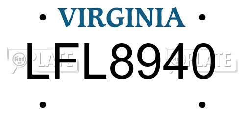 LFL8940 Virginia License Plate