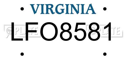 LFO8581 Virginia License Plate
