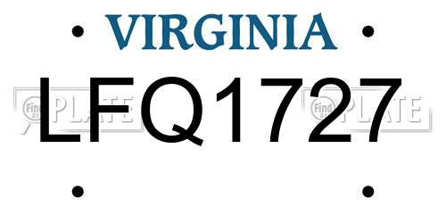 LFQ1727 Virginia License Plate