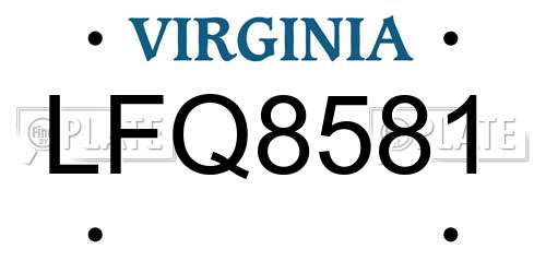 LFQ8581 Virginia License Plate