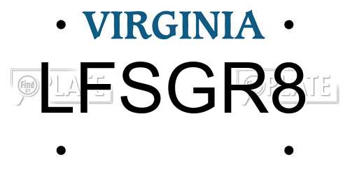 LFSGR8 Virginia License Plate