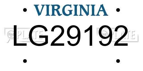 LG29192 Virginia License Plate