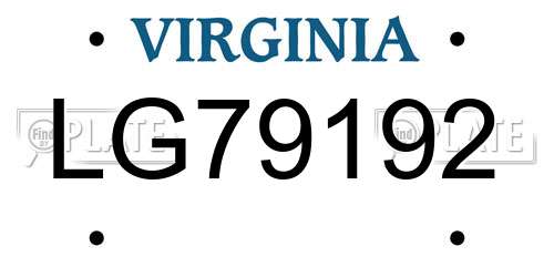 LG79192 Virginia License Plate