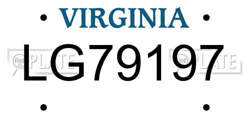LG79197 Virginia License Plate