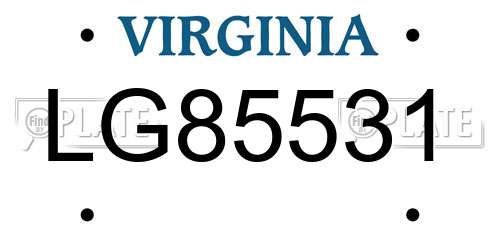 LG85531 Virginia License Plate