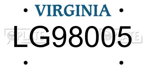 LG98005 Virginia License Plate