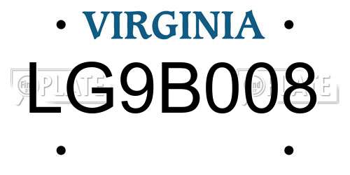 LG9B008 Virginia License Plate