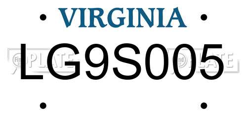 LG9S005 Virginia License Plate
