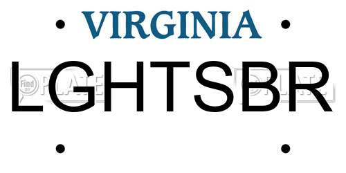 LGHTSBR Virginia License Plate