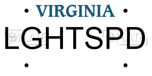 LGHTSPD Virginia License Plate