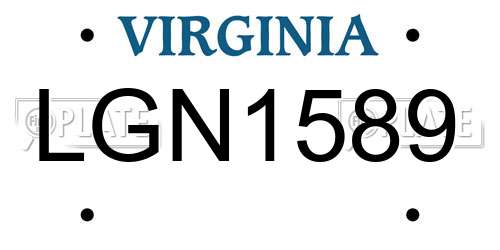 LGN1589 Virginia License Plate