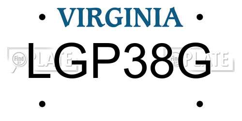 LGP38G Virginia License Plate