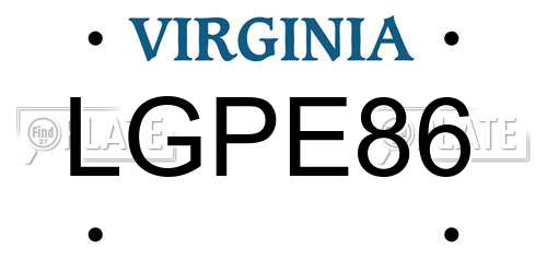 LGPE86 Virginia License Plate