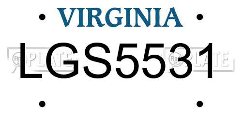 LGS5531 Virginia License Plate
