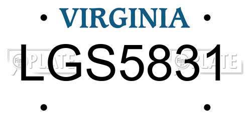 LGS5831 Virginia License Plate