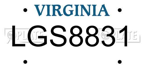 LGS8831 Virginia License Plate