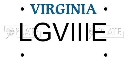 LGVIIIE Virginia License Plate