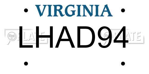 LHAD94 Virginia License Plate