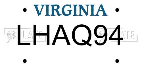LHAQ94 Virginia License Plate