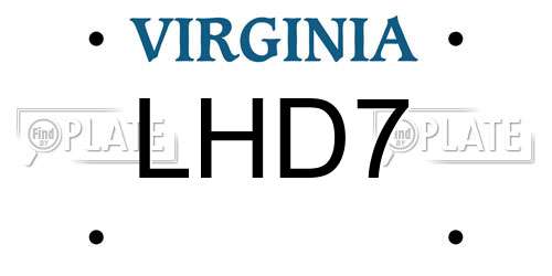 LHD7 Virginia License Plate