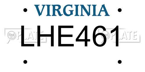 LHE461 Virginia License Plate