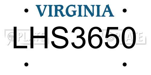 LHS3650 Virginia License Plate