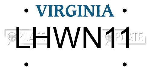 LHWN11 Virginia License Plate