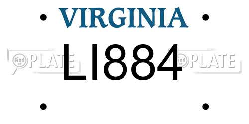 LI884 Virginia License Plate