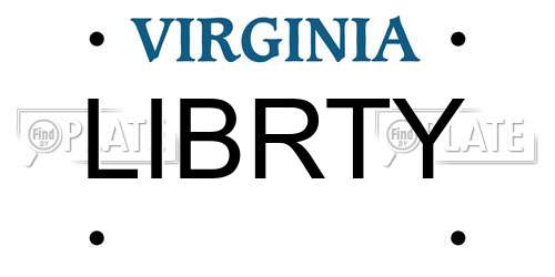 LIBRTY Virginia License Plate