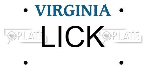 LICK Virginia License Plate