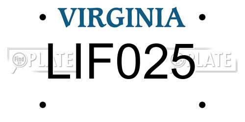 LIF025 Virginia License Plate