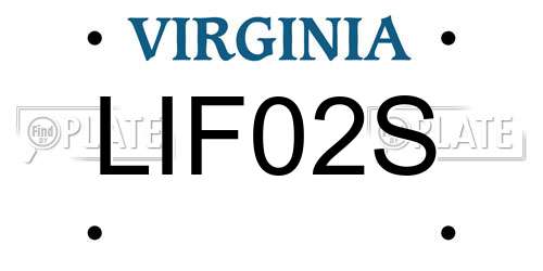 LIF02S Virginia License Plate