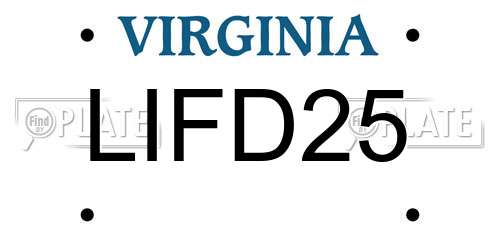 LIFD25 Virginia License Plate