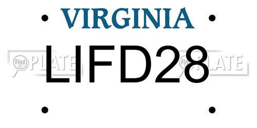 LIFD28 Virginia License Plate