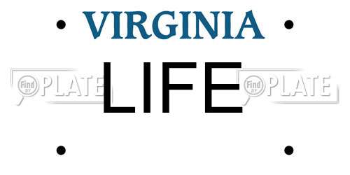 LIFE Virginia License Plate
