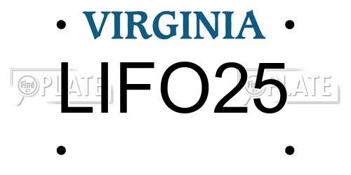 LIFO25 Virginia License Plate
