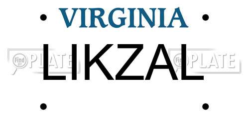 LIKZAL Virginia License Plate