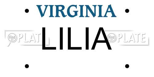 LILIA Virginia License Plate