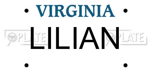 LILIAN Virginia License Plate