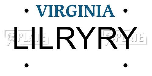 LILRYRY Virginia License Plate
