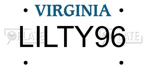 LILTY96 Virginia License Plate
