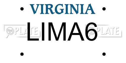 LIMA6 Virginia License Plate