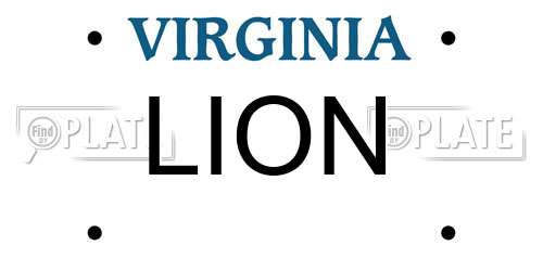 LION Virginia License Plate