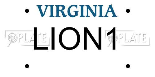 LION1 Virginia License Plate